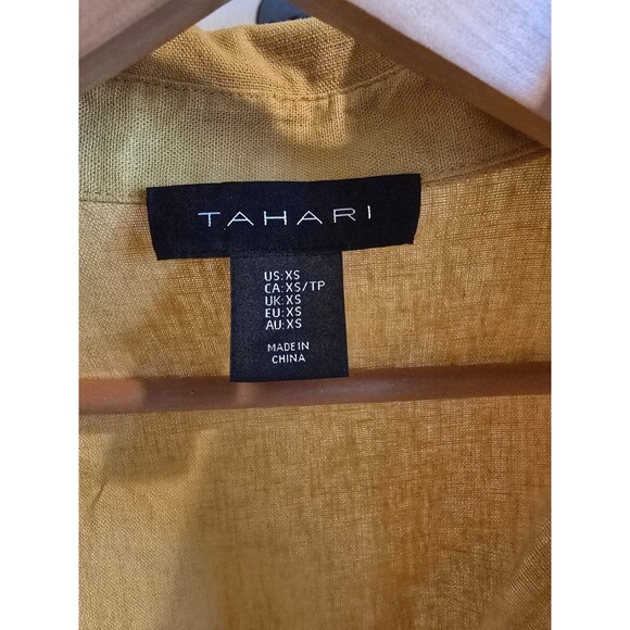 Tahari mustard yellow linen shirt women's size xs - Picture 2 of 7